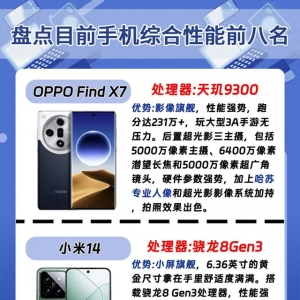 截止目前手机综合性能排名前8名，来看看有你的手机吗？