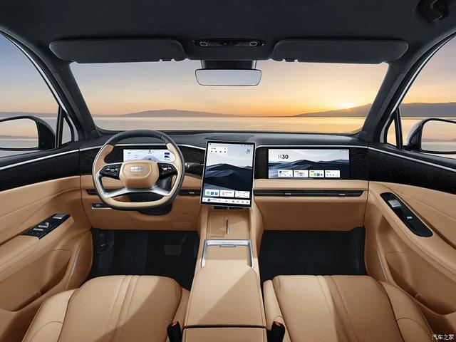 吉利汽车 30英寸6K大屏，2块！256色氛围灯，不愧是旗舰级六座SUV