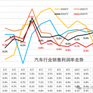 关注 | 专家称2024年汽车行业收入利润降8%，利润率偏低