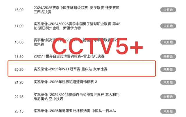 今晚！19:30央视5套CCTV5、CCTV5+直播节目预告 附:孙颖莎夺冠等
