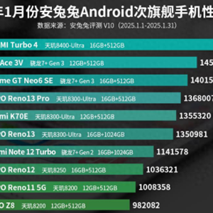 1月次旗舰手机性能排行榜：OPPO Reno13系列上榜！