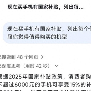 让DeepSeek推荐最超值国补手机，大家说这六款产品值吗？