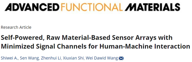 基于接触起电和静电感应原理，汉阳大学团队开发新型传感器阵列
