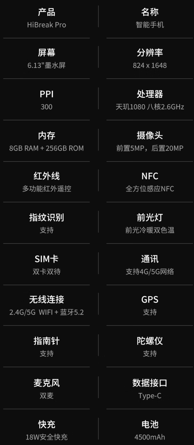 Bigme大我HiBreak Pro墨水屏手机预售：天玑1080，售2799元