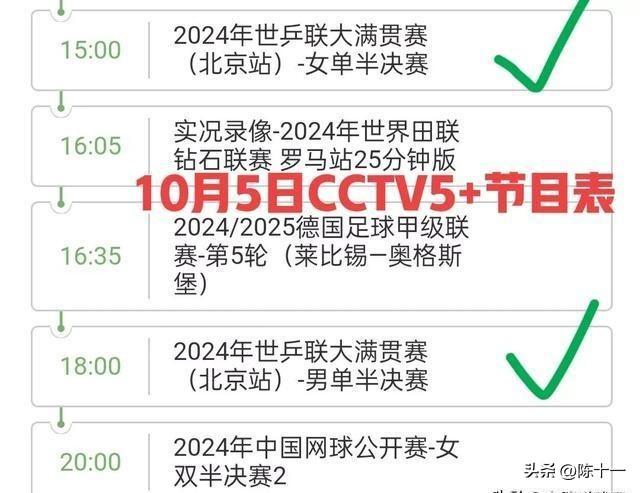 央视直播乒乓球今日节目预告CCTV5CCTV5+附国乒对阵赛程表