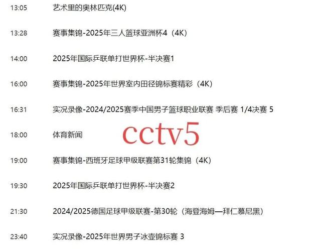 4月19日今晚19：30CCTV5、CCTV5+中央五套直播表节目预告！