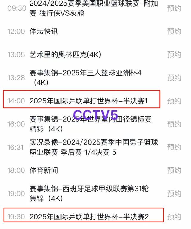 王曼昱狙杀日乒悍将，4月18日国乒CCTV5、CCTV5+直播节目预告表