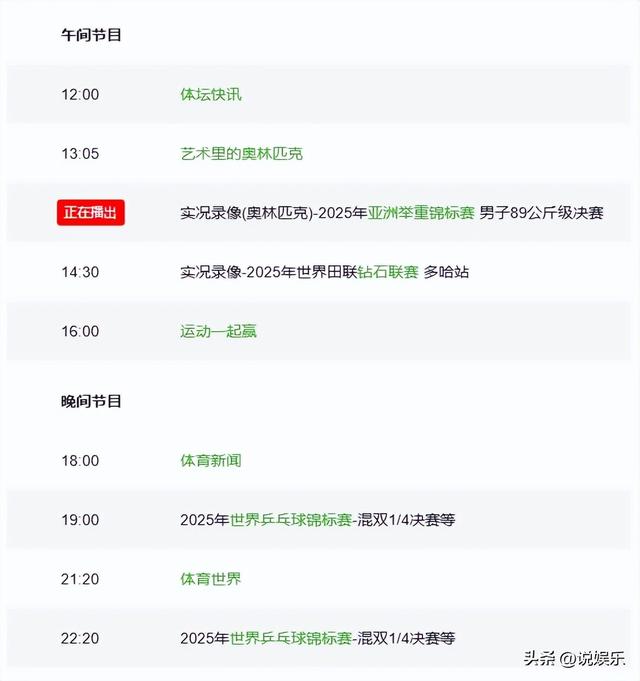 今晚中央五套乒乓球直播表:CCTV5、CCTV5+节目表