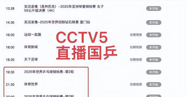 今日世乒赛赛程表！国乒CCTV5直播节目表：王楚钦大战雨果